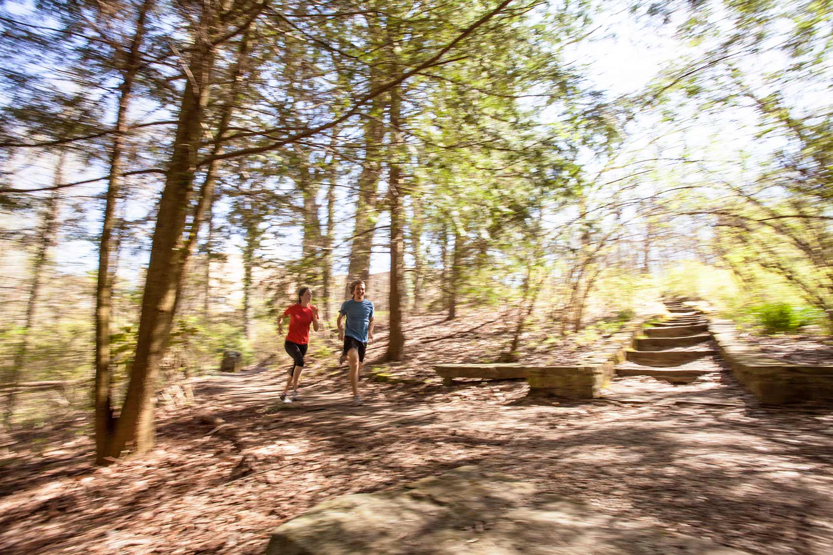 Higher Education photographer Don Hamerman  Lifestyle photo Couple running outdoors